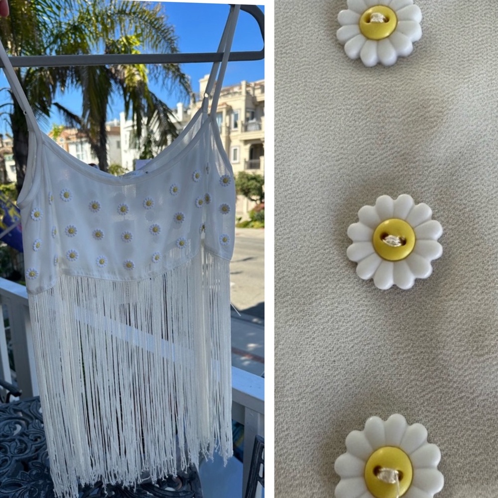 🌼MILLAU  FRINGE CROP TANK TOP size S NWT